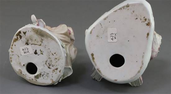 Two Continental porcelain figures of musicians, probably Thuringia, mid 18th century, 17.5cm and 15cm